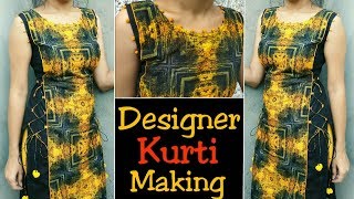 Latest trending kurti cutting and stitching with potli design and side dori [upl. by Selig]