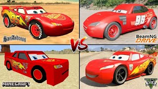 MINECRAFT LIGHTNING MCQUEEN VS GTA 5 VS GTA SAN ANDREAS VS BEAMNG DRIVE  WHICH IS BEST  Sublimator [upl. by Kee]