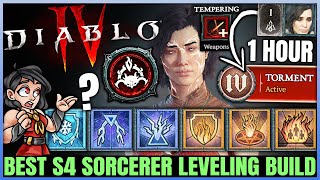 Diablo 4  New Best Sorcerer Leveling Build  Season 4 FAST 1 to 70  Skills Tempering Gear Guide [upl. by Rayna]