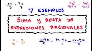 Suma y Resta de Expresiones Racionales  7 Ejemplos [upl. by Shute]