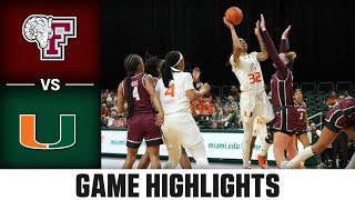 Fordham vs Miami Game Highlights  202324 ACC Womens Basketball [upl. by Eellah725]