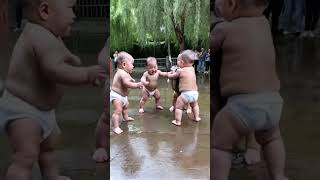 Babies are trying their best to grab fish for milk powder money The world of children is very s [upl. by Craven]