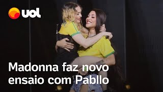 Madonna realiza novo ensaio em Copacabana com roupa verde e amarela ao lado de Pabllo Vittar [upl. by Kcirddes]