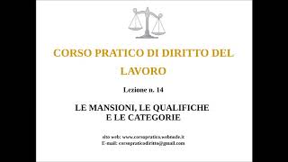 14 LE MANSIONI LE QUALIFICHE E LE CATEGORIE [upl. by Anniala]