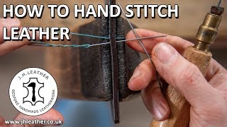 How to Hand Stitch Leather  Saddle Stitch Tutorial Beginner Leatherwork [upl. by Zerep492]