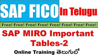 SAP FICO MIRO Important Tables List  2  SAP FICO Training In Telugu  Important Miro Tables [upl. by Minda]