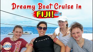 FIJI BOAT CRUISE  🇫🇯 Sailing Port Denarau Nadi to Musket Cove Fiji  197 Countries 3 Kids [upl. by Crispen]