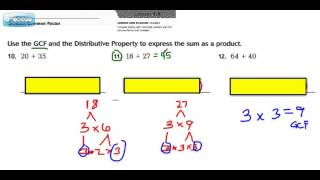 GCF Distributive Property 14  11 Go Math [upl. by Evol]