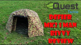 QUEST TACKLE DEFIER Mk2 1 MAN BIVVY in DPM REVIEW [upl. by Kellsie]