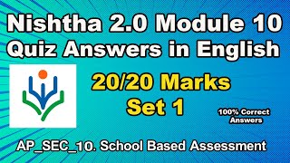 NISHTHA 20 Module 10 Set 1 Quiz Answers  DIKSHA Module 10 Quiz Answers in English  Set 1 [upl. by Aleciram]