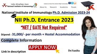 NII PhD Programme 202324 I National Institute of Immunology I NII PhD Entrance Exam2023niiphd [upl. by Marylinda]