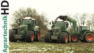 FENDT Traktoren im Schnee  Lohnunternehmen Kumm Agrar  Strautmann Streublitz  Miststreuen [upl. by Libbi]