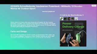 OCOOPA Schnellladender Handwärmer Powerbank  9000mAh 15 Stunden Wärme für OutdoorSport [upl. by Nolyad]