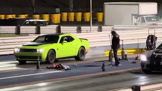 Challenger demon 170 vs charger red eye dragrace supercharged [upl. by Ahsenauj]