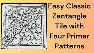 Easy Beginner Classic Zentangle Tile with Primer Tangles [upl. by Treve]