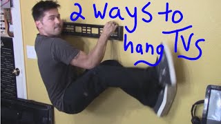 2 ways to hang TV on wall mount into stud and drywall review [upl. by Ruy725]