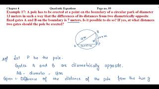 A pole has to be erected at a point on the boundary of a circular park of diameter 13 meters in [upl. by Adlesirc863]