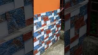 Print wall 👷 👍 🧱 tiles fitting finishing design youtubeshort tiles viralvideo print wallpaper [upl. by Nwahsaj]