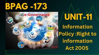 BPAG 173  Unit 11 Information PolicyRight to information Act 2005 ignou bpag173 unit11 [upl. by Attemaj308]