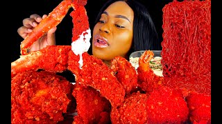 KING CRAB SEAFOOD BOIL MUKBANG  FRIED HOT CHEETOS  SEAFOOD MUKBANG  ALFREDO SAUCE  ASMR EATING [upl. by Sherrer697]