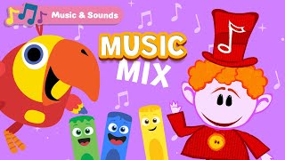 Music Mix  Learn Musical Instruments with the Notekins Larry amp Color Crew  Songs amp First Words [upl. by Anilasor621]