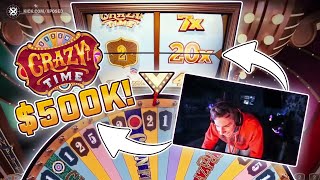 CASHING OUT OVER 500K ON THE CRAZY TIME WHEEL [upl. by Eecal]