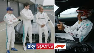 Toto Wolff takes on Lewis Hamilton and Valtteri Bottas in a race around Silverstone  Sky F1 [upl. by Sax]