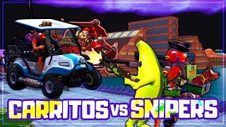 SNIPER VS CARRITOS DE GOLF AVALANCHA DE COCHES FORTNITE MINIJUEGOS [upl. by Vitalis]