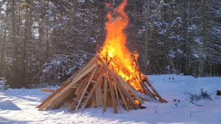 Timelapse Burning Giant TeePee Fire With Unusable Lumber [upl. by Ytsud208]