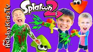 GIANT PAINT BLASTED SPLATOON EGG Adventure and Surprises with HobbyKidsTV [upl. by Oreste708]