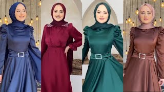 Saten Tesettür Abiye Elbise Modelleri Yeni sezon 2023  Hijab Dresses For Party [upl. by Yalonda207]