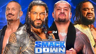 Roman Reigns amp Randy Orton Vs Solo Sikoa amp Jacob Fatu WWE Smack Down Tag Team Match  WWE2K24 [upl. by Leroy]