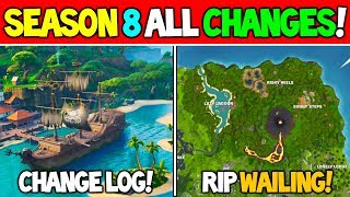 ALL Fortnite Season 8 Changes  POI Map Changes 5 Vaults Cannons New Skins and Challenges [upl. by Fonda606]