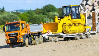 RC TRUCKS RC HEAVY HAULAGE RC DOZER CAT 963 RC4WD RC EXCAVATORS WORK HARD RC MAN 6x6 AROCS 8x8 [upl. by Nnayrrehs580]