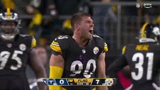 Steelers TJ Watt loses his helmet and still sacks Will Levis [upl. by Ahtel455]