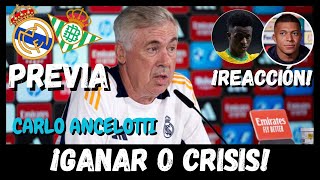 RUEDA DE PRENSA Y CONVOCATORIA DE CARLO ANCELOTTI PREVIA REAL MADRID VS REAL BETIS LALIGA [upl. by Iv]