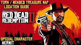 Red Dead Redemption 2 ★ Special Character Hermit Torn  Mended Treasure Map Location Guide [upl. by Fattal]