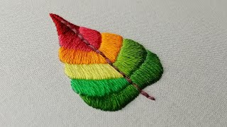 Easy Leaf Embroidery Tutorial with Encroaching Satin Stitch [upl. by Ilsel]