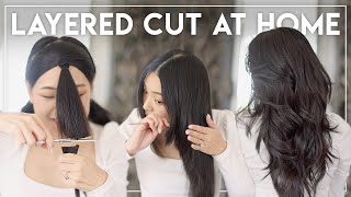 HOW I CUT MY OWN HAIR AT HOME Easiest Long Layers ✂️ [upl. by Bremble986]