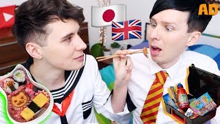 UK vs JAPAN School Lunches with Dan and Phil [upl. by Emalee]