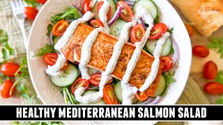 Mediterranean Salmon Salad  HEALTHY amp DELICIOUS 15 Minute Recipe [upl. by Norrab297]