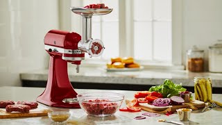 How to attach the meat grinder and sausage stuffer  KitchenAid [upl. by Yatnoed345]