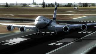 HD FSX Airbus A380 EL AL Landing  Israels Ben Gurion Intl  i7 2600K Sandybridge  45 ghz [upl. by Yrneh859]