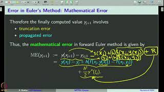 Week 11  Lecture 56  Numerical ODEs Euler Methods Error Analysis [upl. by Graces]