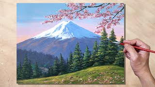 Acrylic Painting Mt Fuji Landscape [upl. by Asiralc]