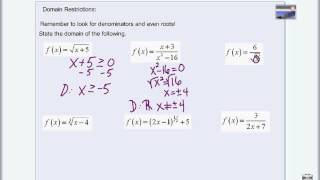 Algebra II Review of Domain Restrictions [upl. by Robison]