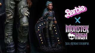 Barbie x Monster High Doll Repaint  PostApocalyptic Cyberpunk Diorama  fallout barbie [upl. by Eirolav]