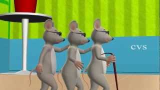 3D Animation Three Blind Mice English Nursery Rhyme for children with lyrics [upl. by Krefetz]