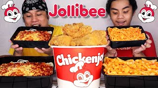 1 Bucket Jollibee Chicken Joy  Family Pan Spaghetti  Cheesy Frech Fries Mukbang Pinoy Mukbang [upl. by Attem534]