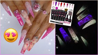 SXC COSMETICS Best Polygel Kit Yet A trifecta GLOW IN THE DARK Temperature Change amp Glitter [upl. by Marsiella29]